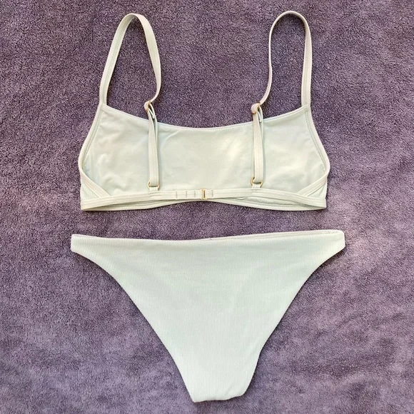 L*SPACE Gemma Ribbed Bikini in Light Turquoise - Small - Picture 12 of 16